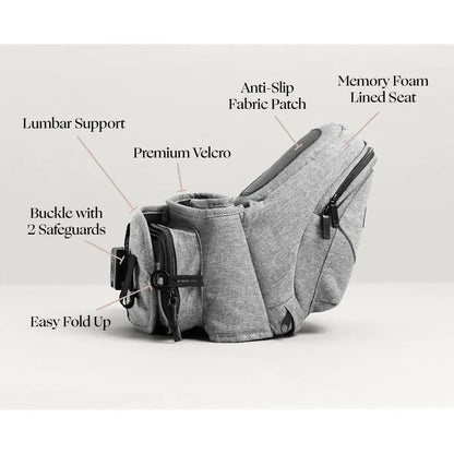 Ergonomic Baby Hip Seat Carrier 0-3Yrs, Safety Certified, Structured Support, YKK Zippers & Storage Pockets
